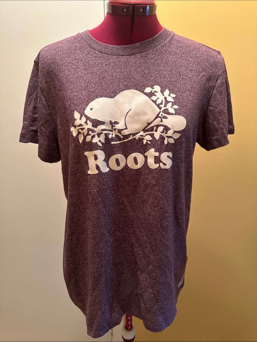 Roots Canada Women's Original Beaver Logo Heather Purple T-Shirt